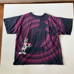 Vintage 1992 Wild Oats Bugs Bunny Shadow T-Shirt Mens XL Looney Tunes AOP Tee